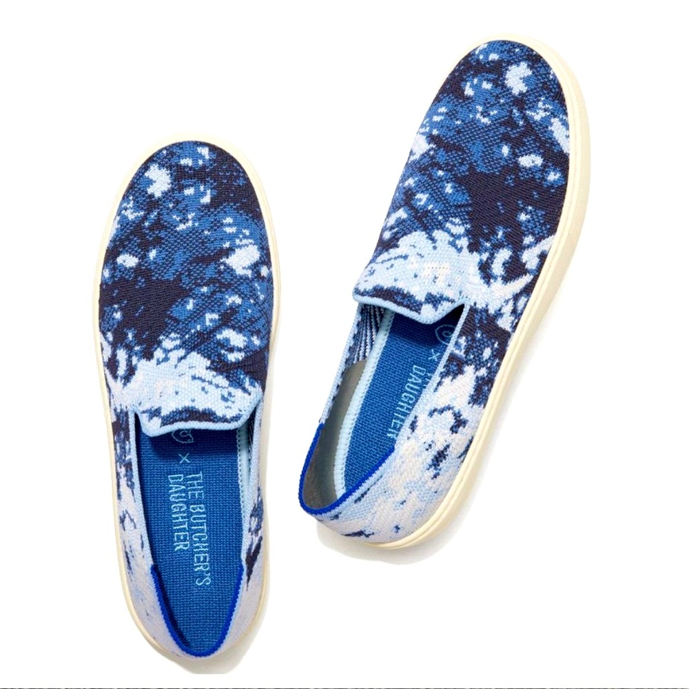 Rothy’s X The Butcher’s Daughter Indigo Shibori Slip On Sneakers NEW